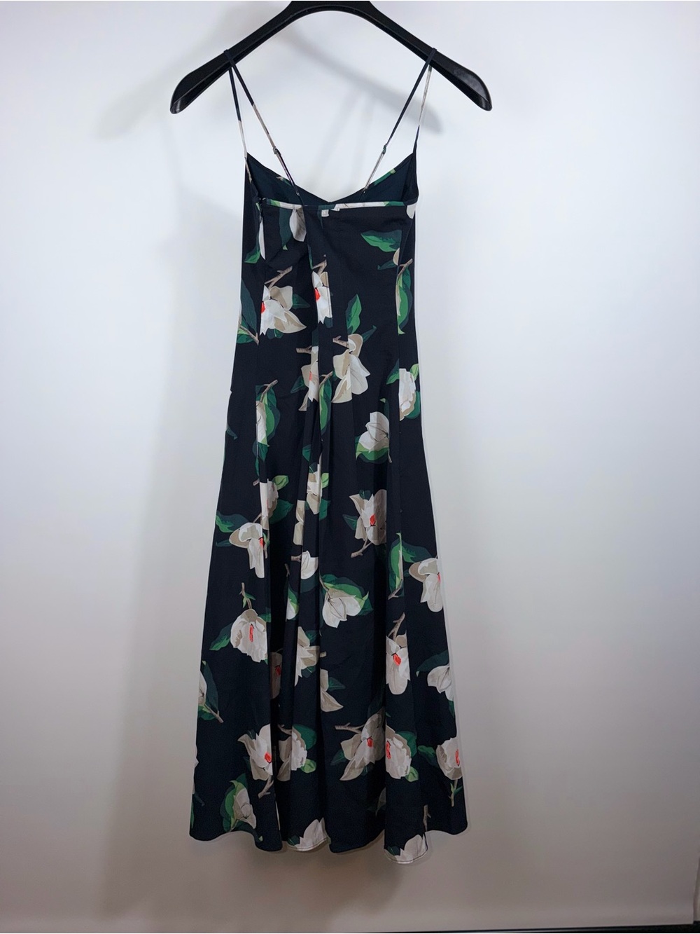 Banana Republic Black Floral Spaghetti-Strap Maxi Dress with Green Leaves - Picture 4 of 8